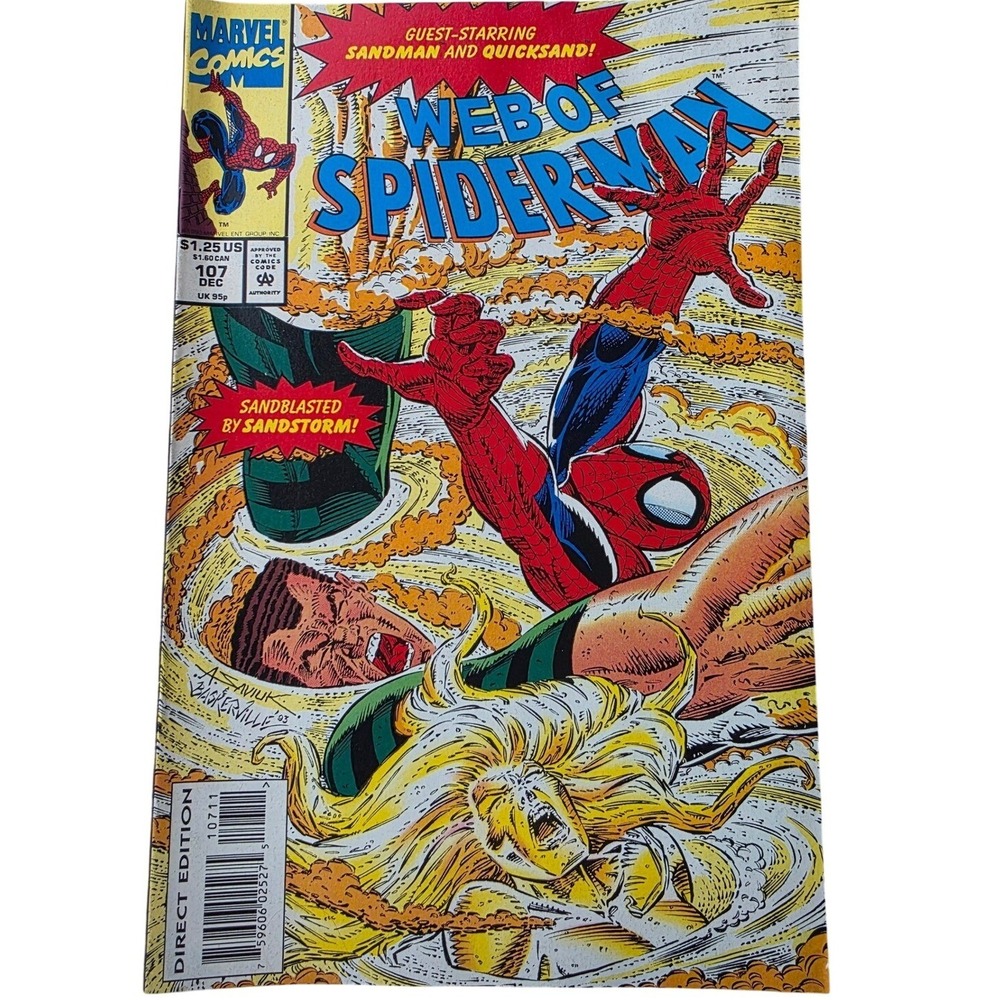 Marvel Web of Spider-Man 107 Dec 1993 Sandman Quicksand Mortal Kombat Ad E2
